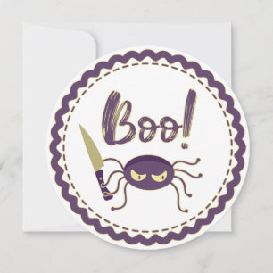 Invitation Boo drôle Halloween personnage d'araignée main