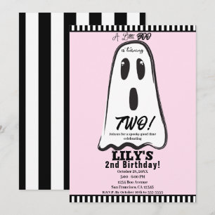 Invitation BOO ! Fantôme Rose Mignon et Effrayant Anniversair