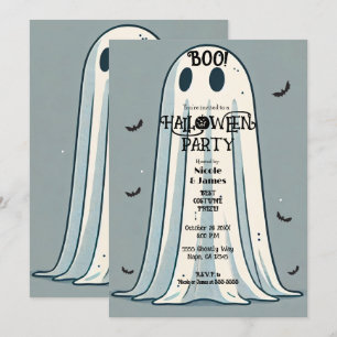 Invitation BOO ! Feuille Fantôme Vintage vert Halloween