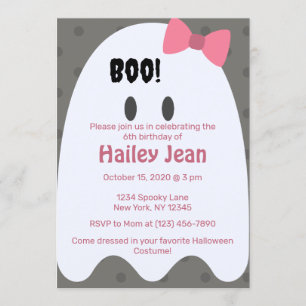 Invitation Boo ! Filles Halloween Fête d'anniversaire Invitat