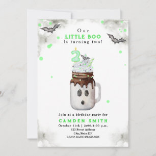 Invitation Boo Green Halloween Ghost Milkshake Anniversaire