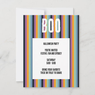 Invitation Boo ! Halloween aux rayures verticales atténuées