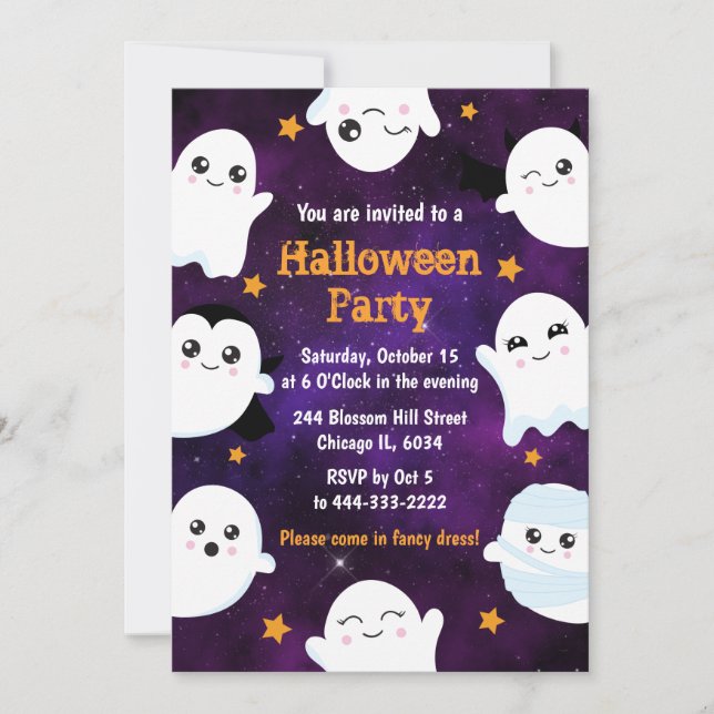 Invitation Boo Halloween Fantômes Fête d'Halloween (Devant)