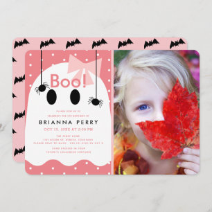 Invitation Boo ! Halloween Fille Fantôme rose photo Anniversa