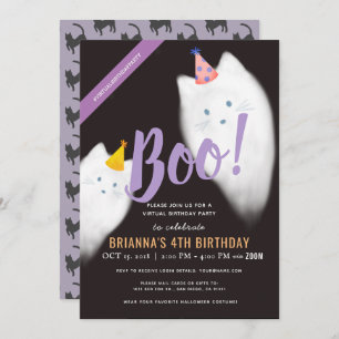 Invitation Boo ! Halloween Ghost Cat Anniversaire virtuel