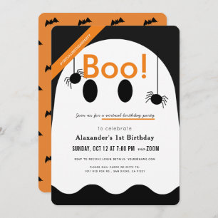 Invitation Boo ! Halloween Ghost Cute Virtual Anniversaire