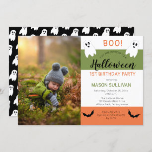 Invitation Boo Halloween Ghost Photo 1er Anniversaire Fête In