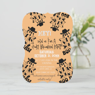 Invitation Boo Haw Cow Girl Cow Boy Ghost Halloween