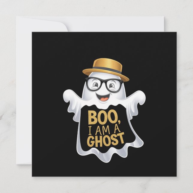 Invitation Boo, I Am a Ghost Éffrayant Fun for Halloween Love (Devant)