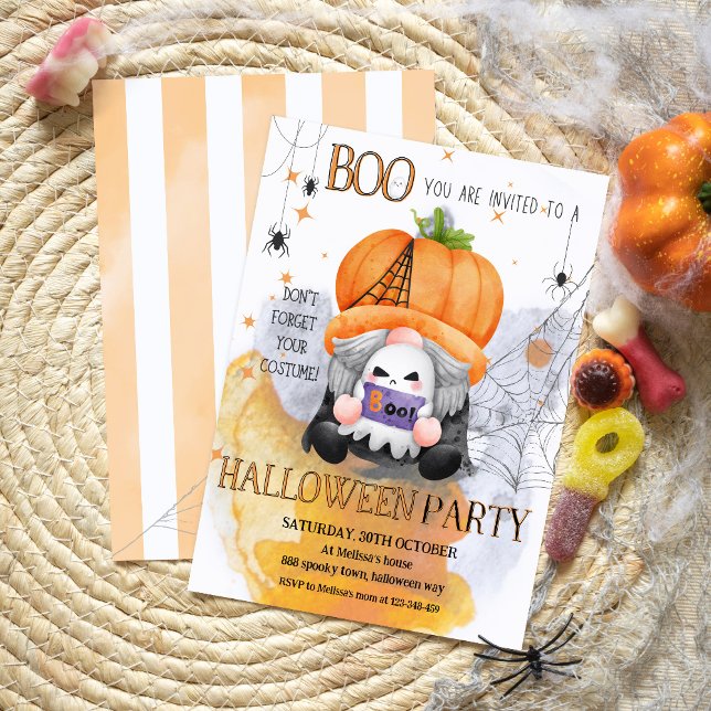 Invitation BOO joli orage gnome enfants éffrayants halloween  (Créateur téléchargé)