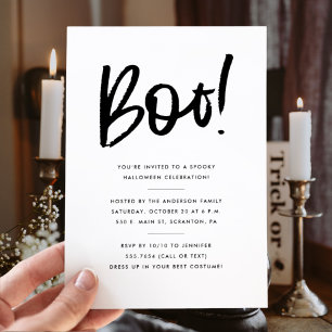 Invitation Boo minimaliste d'Halloween