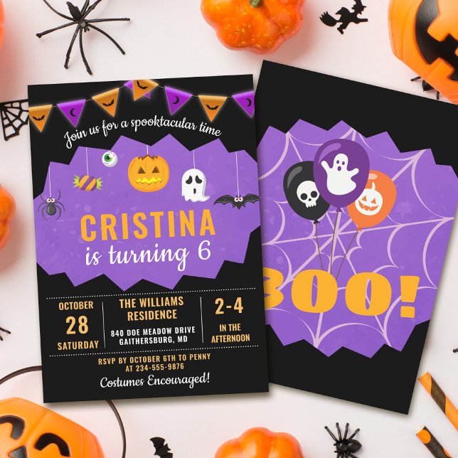 Invitation Boo noir violet Halloween Spooktacular Anniversair (Créateur téléchargé)