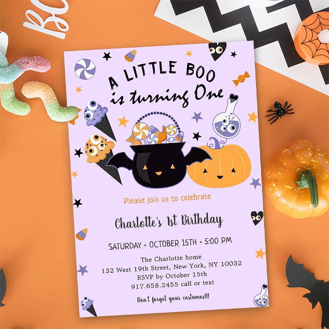 Invitation Boo Premier Anniversaire Un Petit Boo Est En Train (Créateur téléchargé)