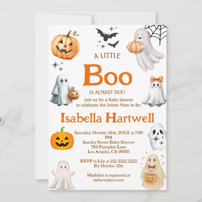 Invitation Boo-tiful Baby on the Way – Halloween Baby Shower  (Devant)