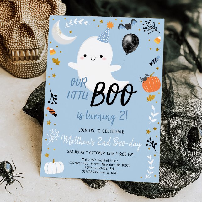 Invitation Boo Turin Deux Fantômes Bleus Halloween Anniversai (Créateur téléchargé)