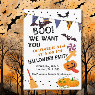 Invitation Boo We Want You Kid's Halloween Party