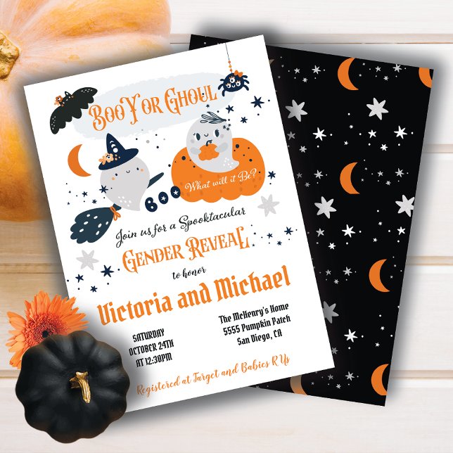 Invitation Boo Y ou Ghoul Halloween Baby shower de révélation (Créateur téléchargé)