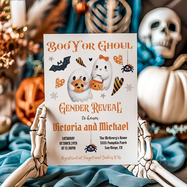 Invitation Boo Y ou Ghoul Halloween Baby shower de révélation (Créateur téléchargé)