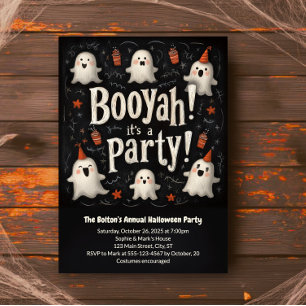 Invitation Boo Ya Halloween Cute Ghosts Booyah Costume Party