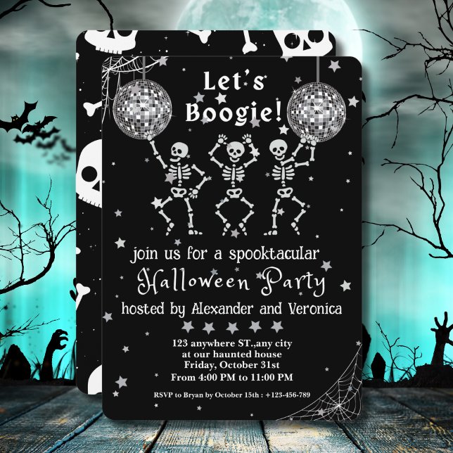 Invitation Boogie ! Skeletons de boules Disco Fête d'Hallowee (Créateur téléchargé)