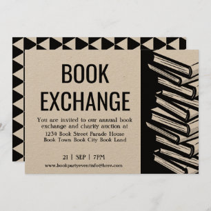 Invitation Book Exchange Black White Kraft