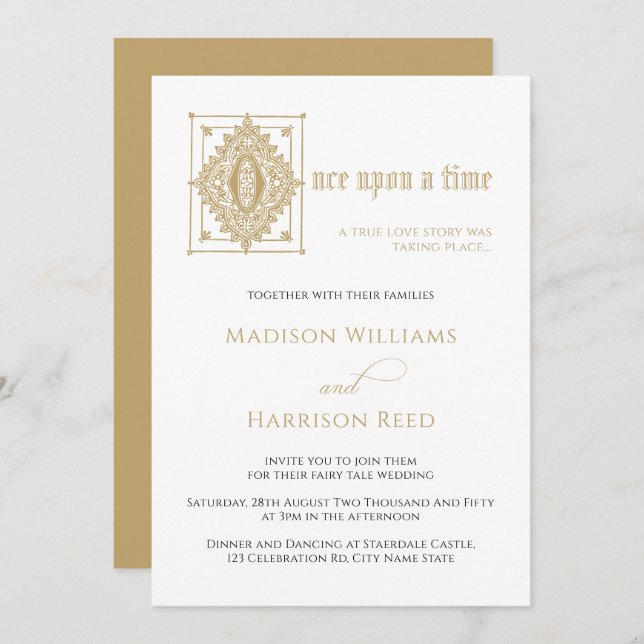 Invitation Book Fairy Tale One Upon a Time Library Mariage (Devant / Derrière)