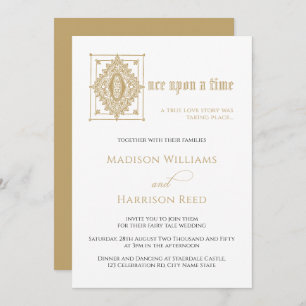 Invitation Book Fairy Tale One Upon a Time Library Mariage