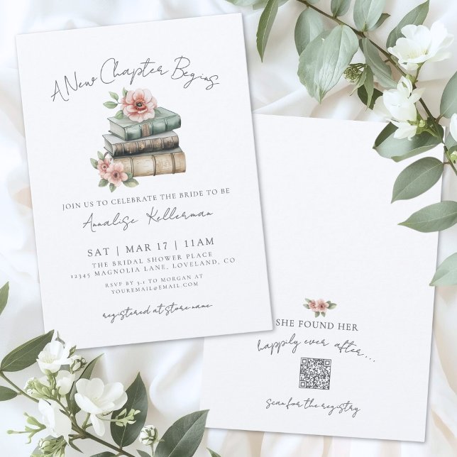 Invitation Book New Chapter Floral Bridal Shower (Book New Chapter Floral Bridal Shower Invitation)