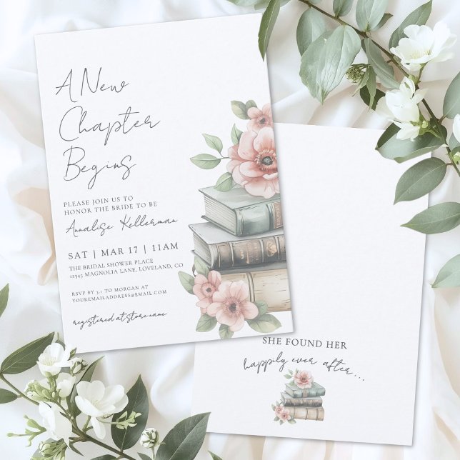 Invitation Book New Chapter Floral Bridal Shower (Book New Chapter Floral Bridal Shower Invitation)