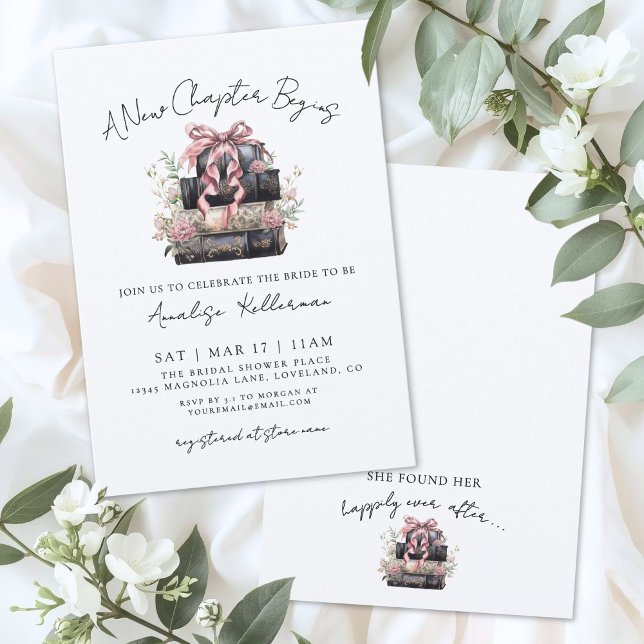 Invitation Book New Chapter Floral Bridal Shower (Book New Chapter Floral Bridal Shower Invitation )