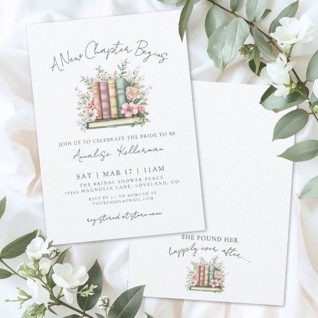 Invitation Book New Chapter Floral Bridal Shower (Book New Chapter Floral Bridal Shower Invitation)