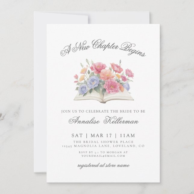 Invitation Book Watercolor Floral Bridal Shower (Devant)