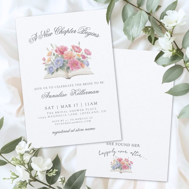Invitation Book Watercolor Floral Bridal Shower (Book Watercolor Floral Bridal Shower Invitation)
