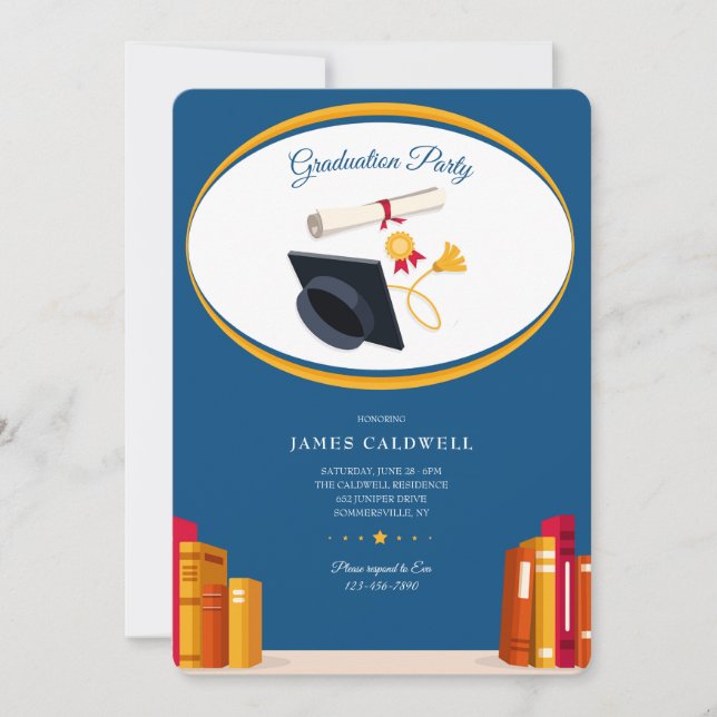 Invitation Bookends Graduation Party (Devant)