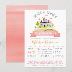 Invitation Books & Brunch aquarelle   Baby shower Red Unisex