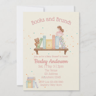 Invitation Books & Brunch Pink Baby Shower