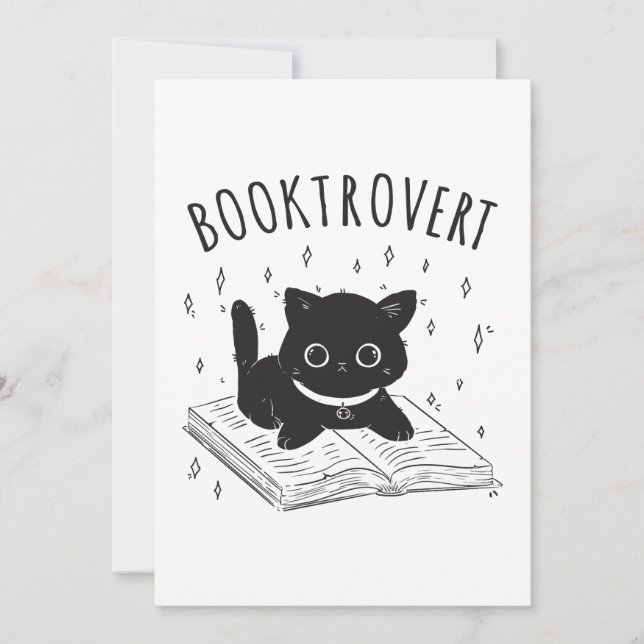 Invitation Booktrovert chat avec livre et étoiles (Devant)