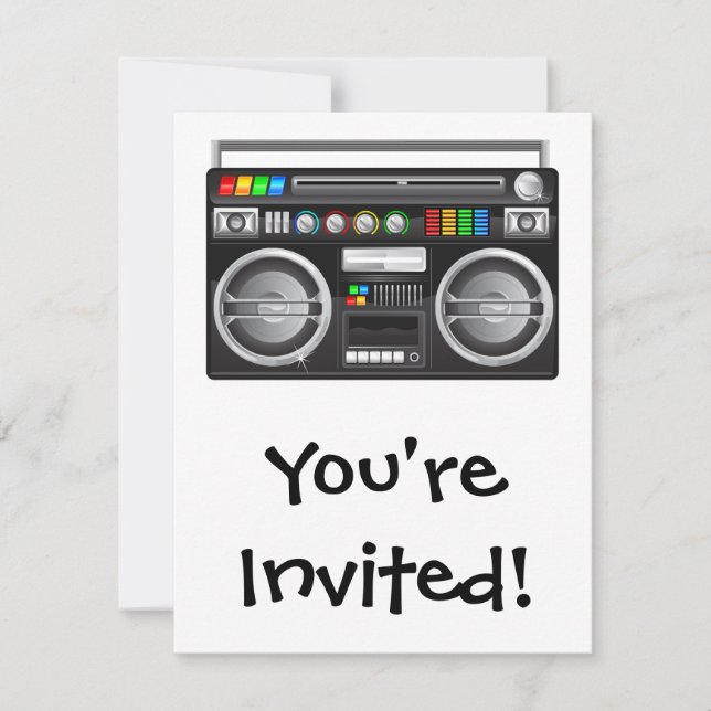 Invitation boombox rétro graveur graphique (Devant)
