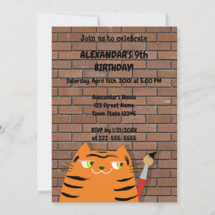Invitation Booo Le Chat , Anniversaire Enfant Tigre Dessin An