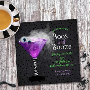 Invitation Boos and Booze Adult Halloween Cocktail Party