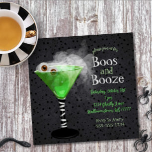 Invitation Boos and Booze Adult Halloween Cocktail Party