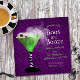 Invitation Boos and Booze Adult Halloween Cocktail Party