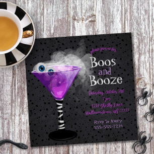 Invitation Boos and Booze Adult Halloween Cocktail Party