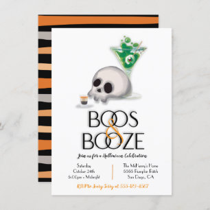 Invitation Boos and Booze Cocktail Modern Halloween Party