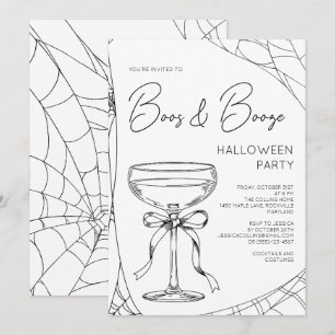 Invitation Boos and Booze Cocktail Soirée Halloween Adulte