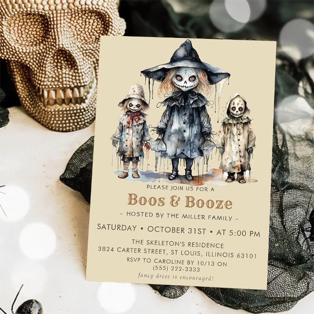 Invitation Boos & Booze Halloween Party (Créateur téléchargé)