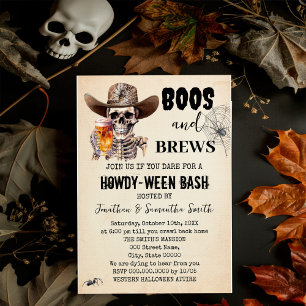 Invitation Boos & Brews Halloween Skull Beer Howdyween Party