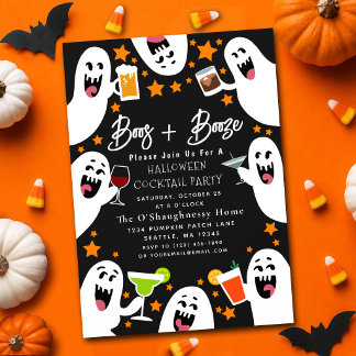 Invitation Boos et Boissons Fête d'Halloween drôle pour adult