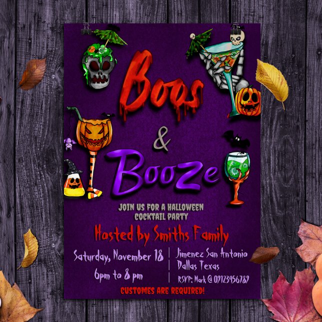 Invitation Boos et Boissons - Soirée Cocktail d'Halloween  (Créateur téléchargé)