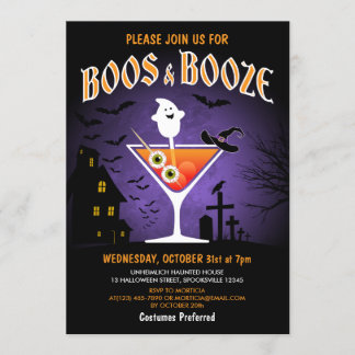 Invitation Boos et Booze Adult Halloween Party